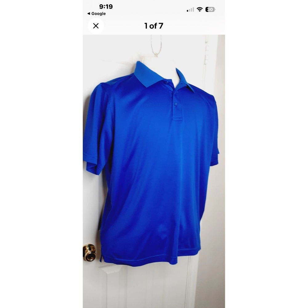 Magellan Outdoors Mens‎ XL Blue Classic Fit Moisture Wicking Polo Shirt Golf
